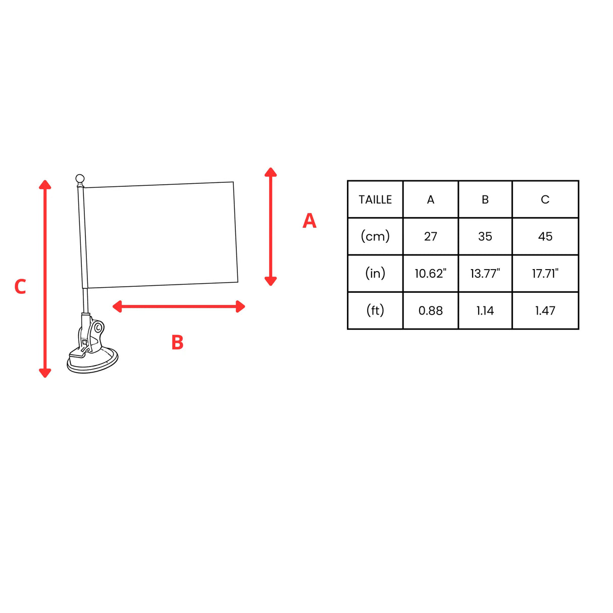 Mât à ventouse france polyester et acier inoxydable