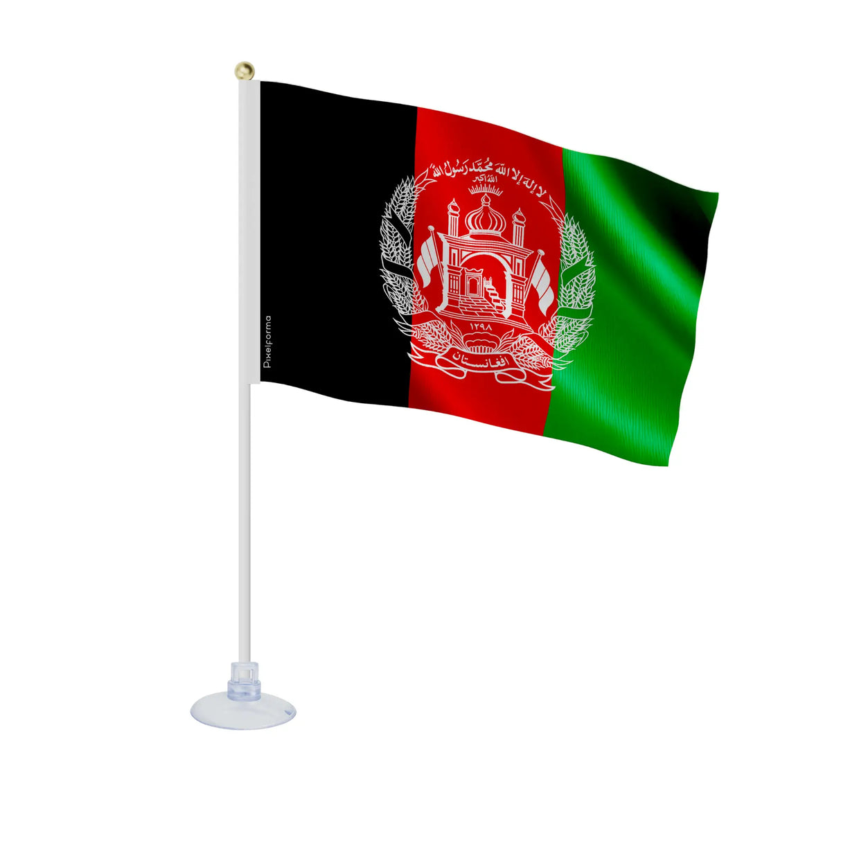 Mini drapeau afghanistan en polyester avec ventouse discrète