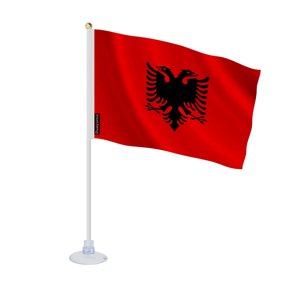 Mini drapeau albanie en polyester avec ventouse pratique