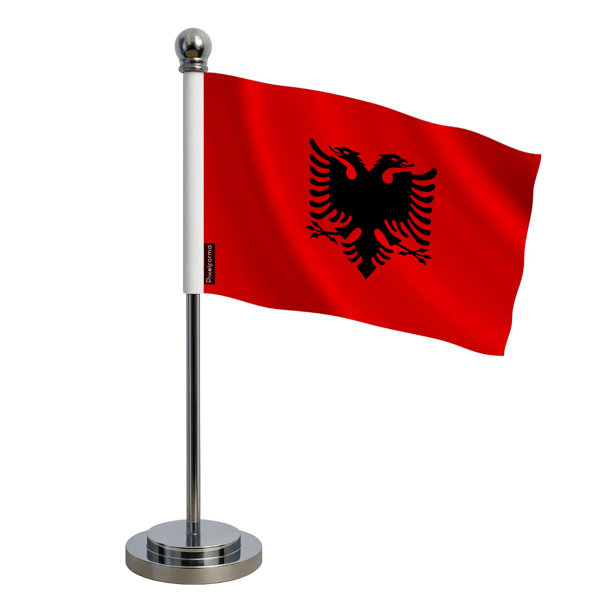 Mini drapeau albanie polyester avec socle acier inoxydable