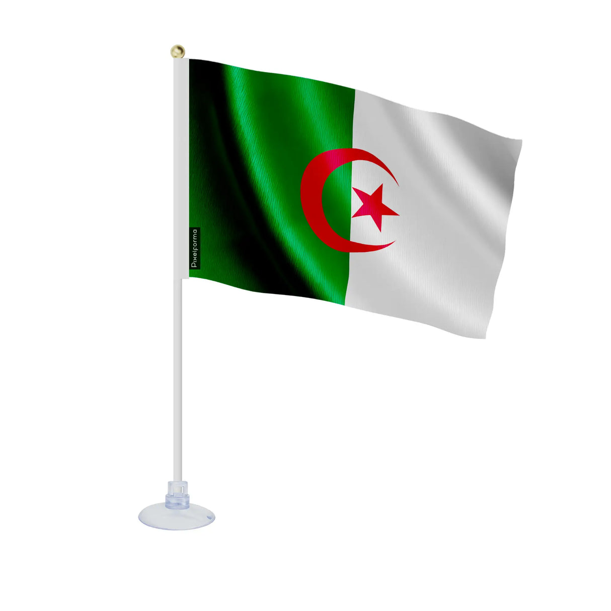 Mini drapeau algérie en polyester avec ventouse pratique
