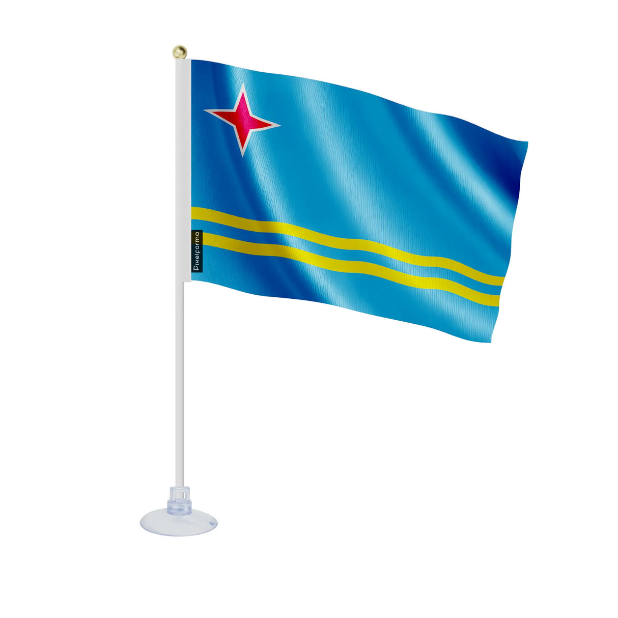 Mini drapeau aruba en polyester avec ventouse pour vitre