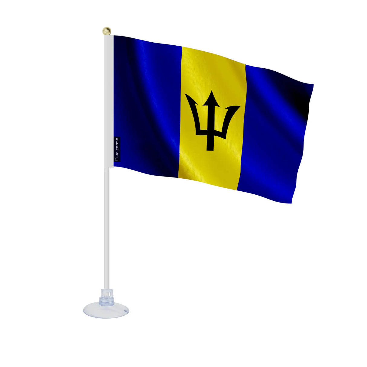 Mini drapeau barbade polyester avec ventouse pour surface lisse