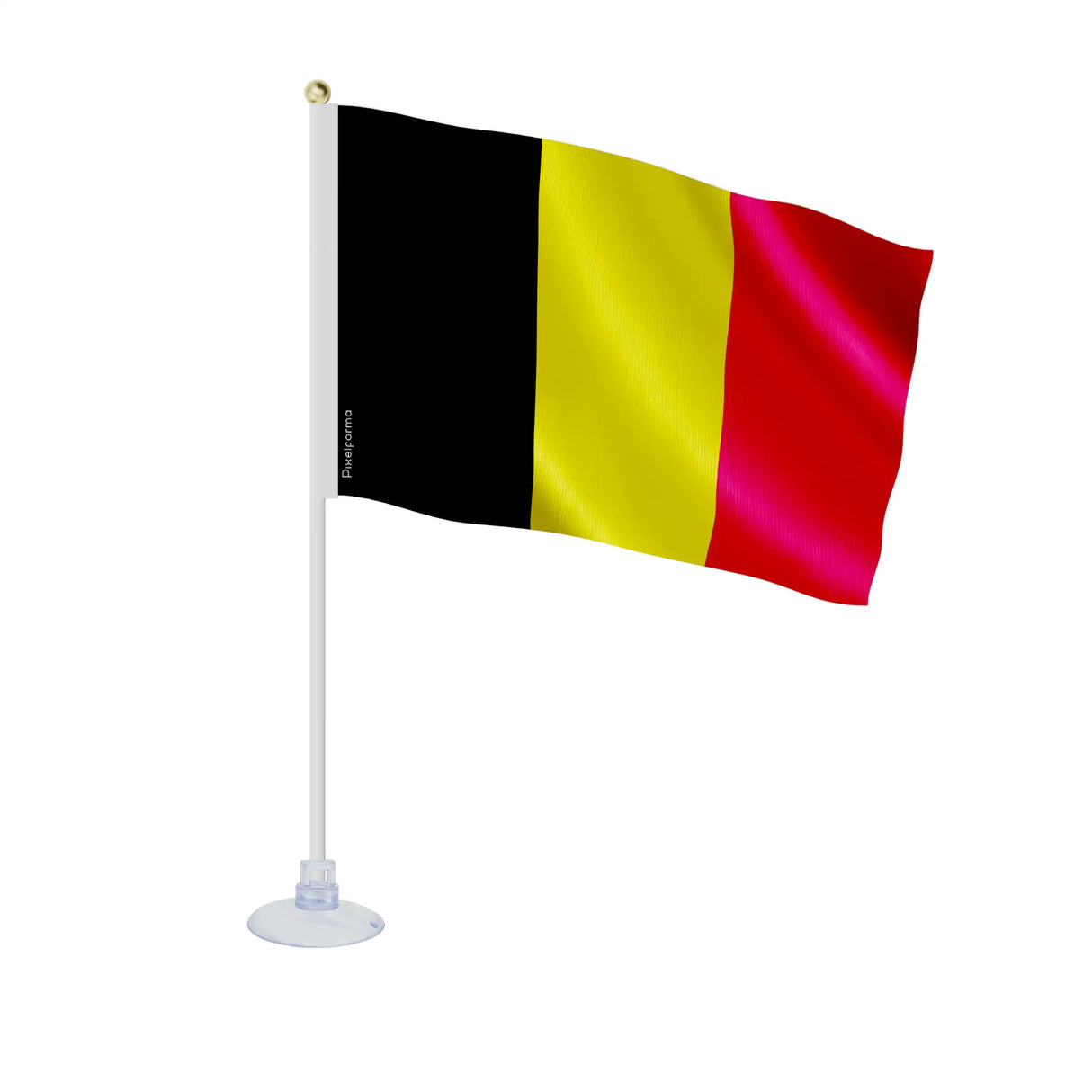 Mini drapeau belgique polyester avec ventouse pour vitrine