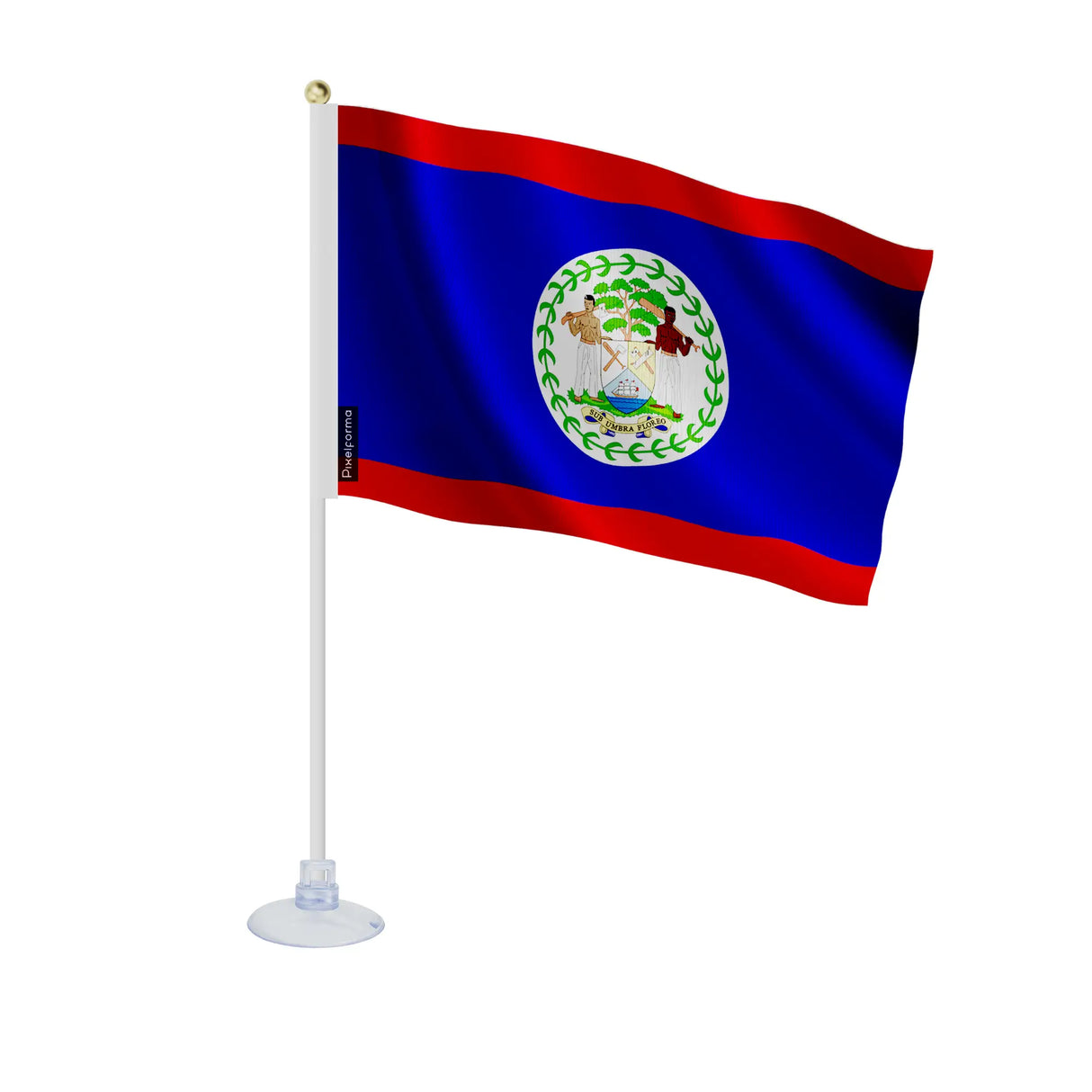 Mini drapeau belize en polyester avec ventouse pratique