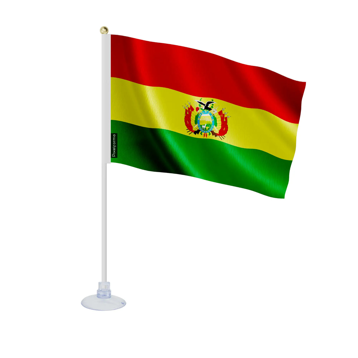 Mini drapeau bolivie en polyester avec ventouse