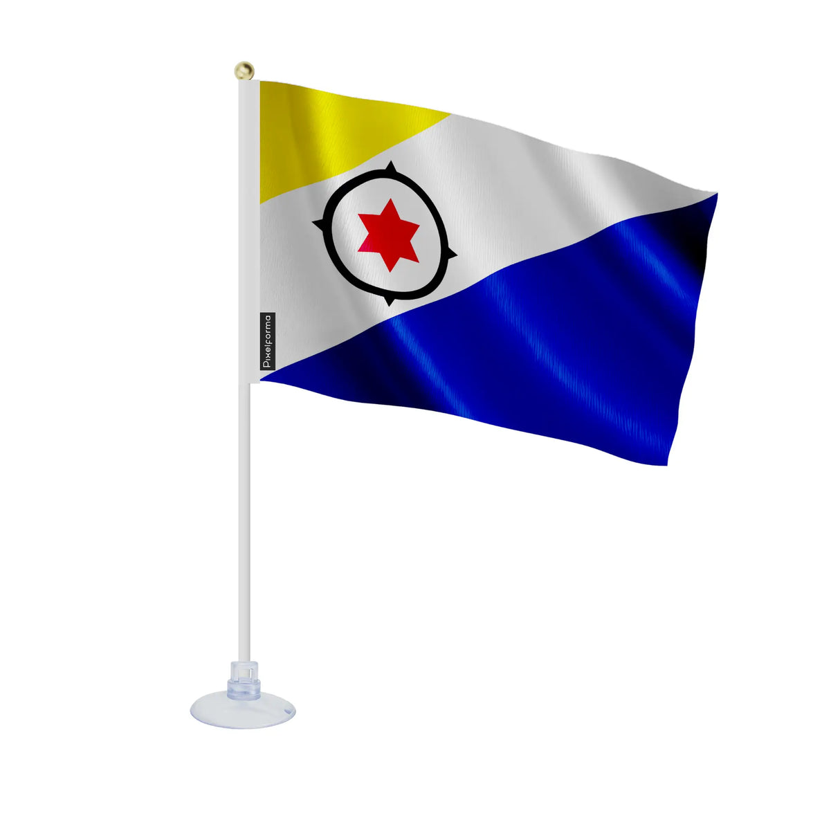 Mini drapeau bonaire polyester avec ventouse pays-bas caribéens