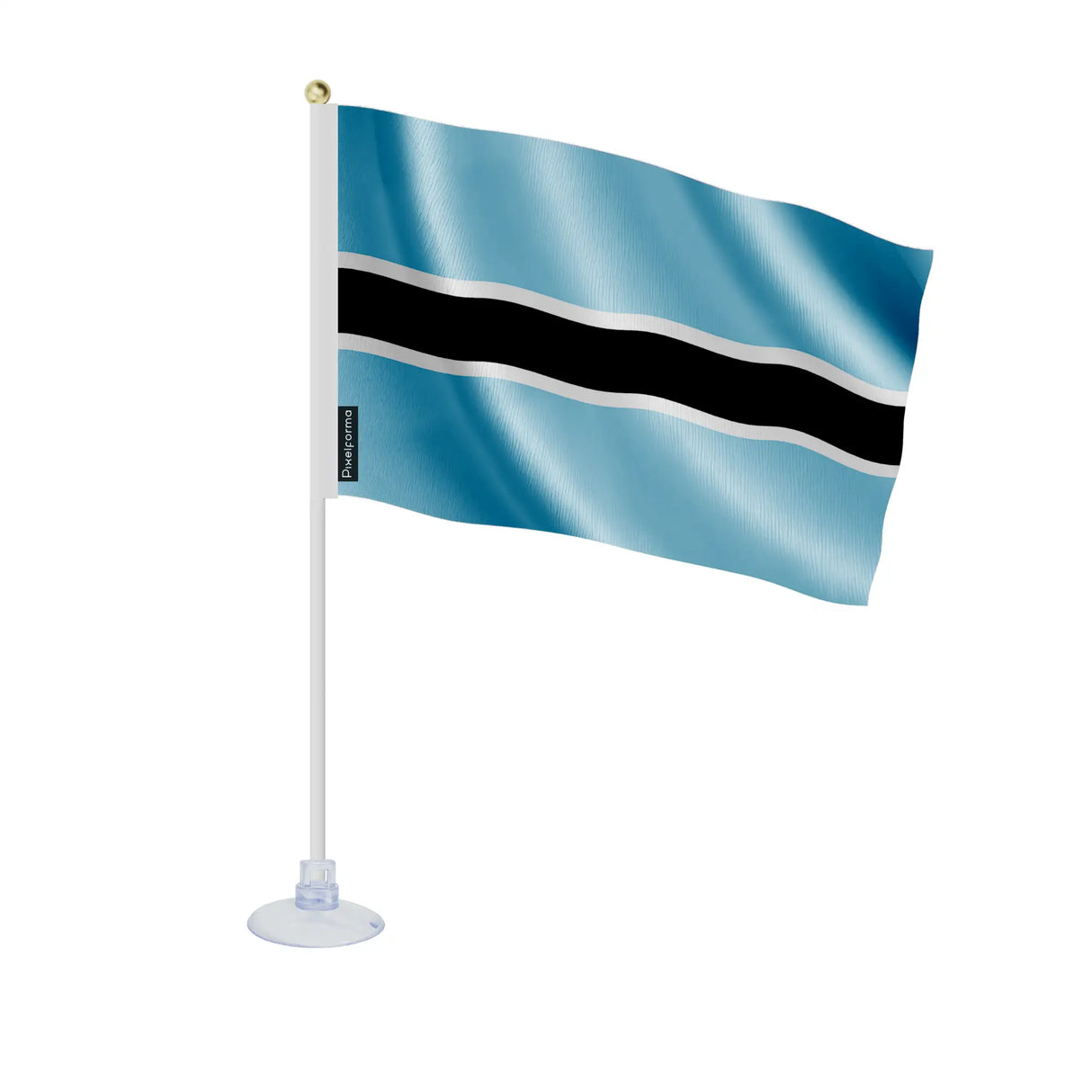 Mini drapeau botswana en polyester avec ventouse pratique