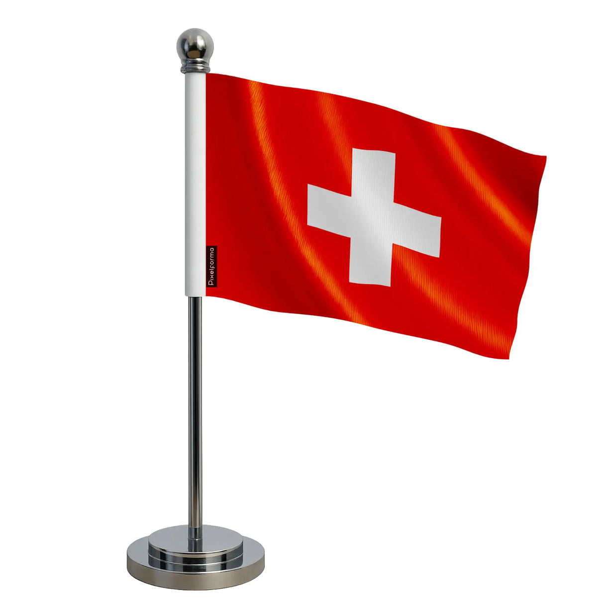 Mini drapeau bureau suisse polyester socle acier inoxydable