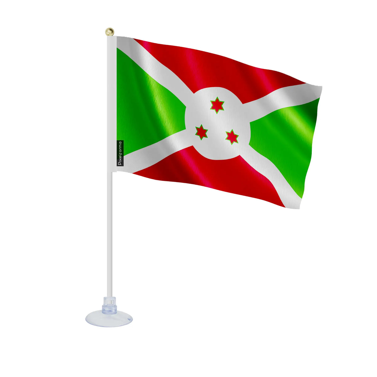 Mini drapeau burundi en polyester avec ventouse transparente