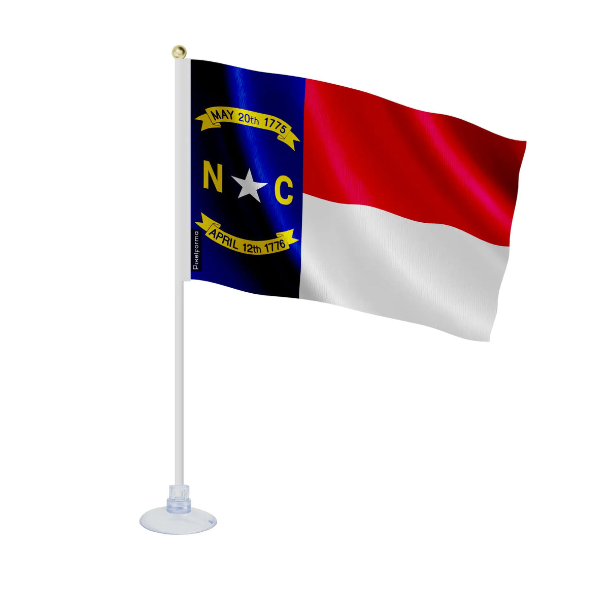 Mini drapeau caroline du nord polyester avec ventouse