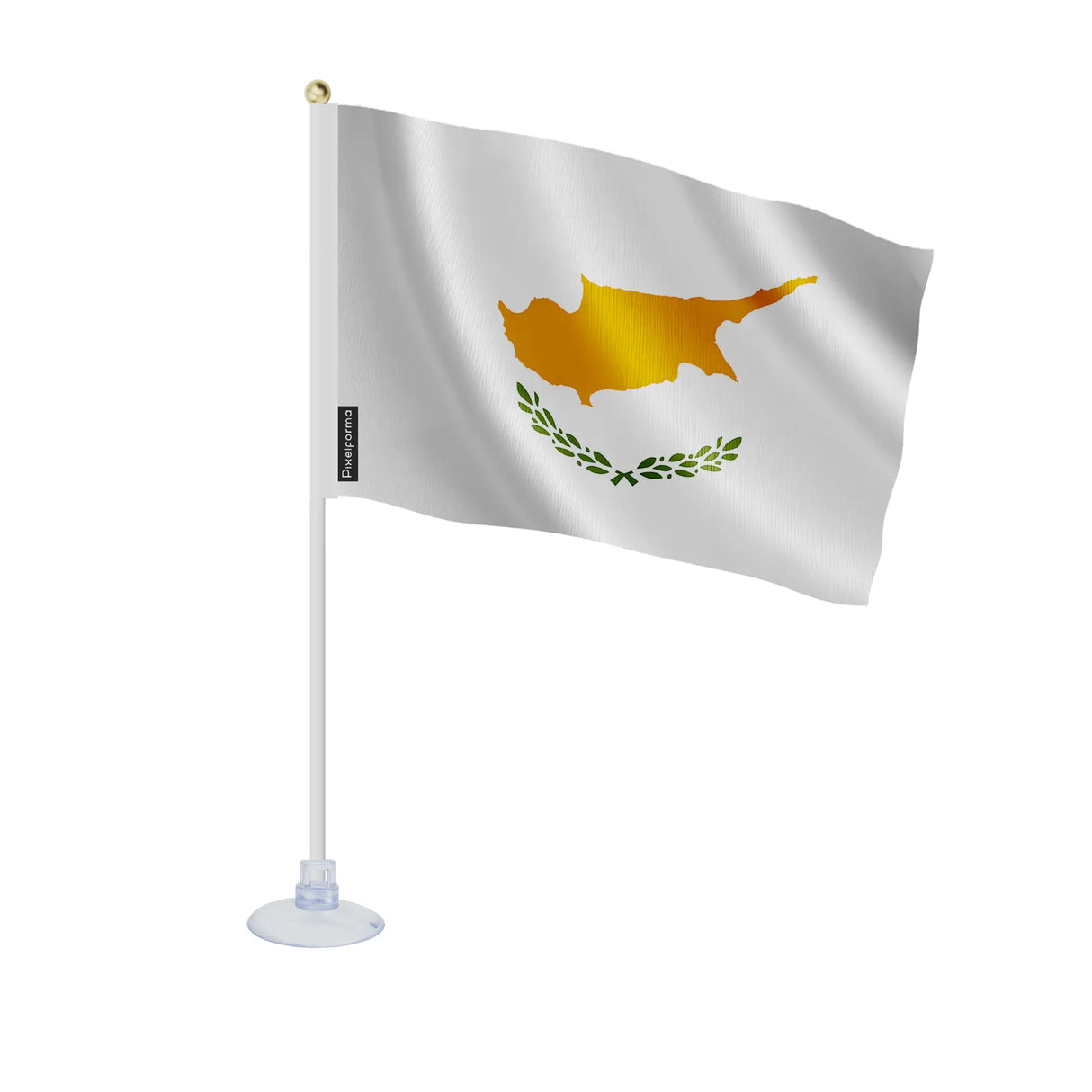 Mini drapeau chypre en polyester avec ventouse pratique