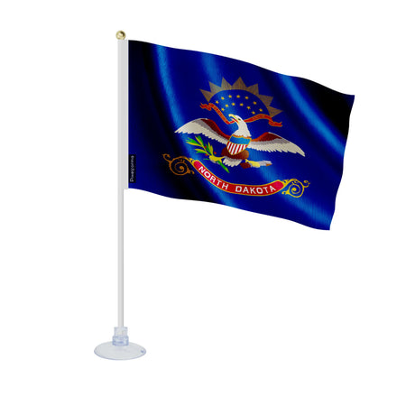 Mini drapeau dakota du nord polyester avec ventouse