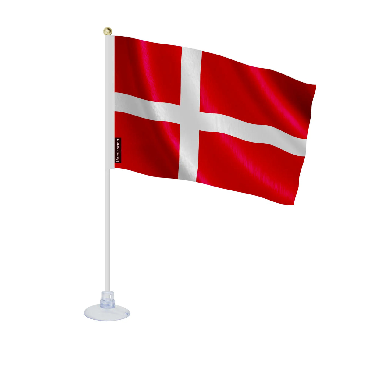 Mini drapeau danemark polyester avec ventouse surface lisse