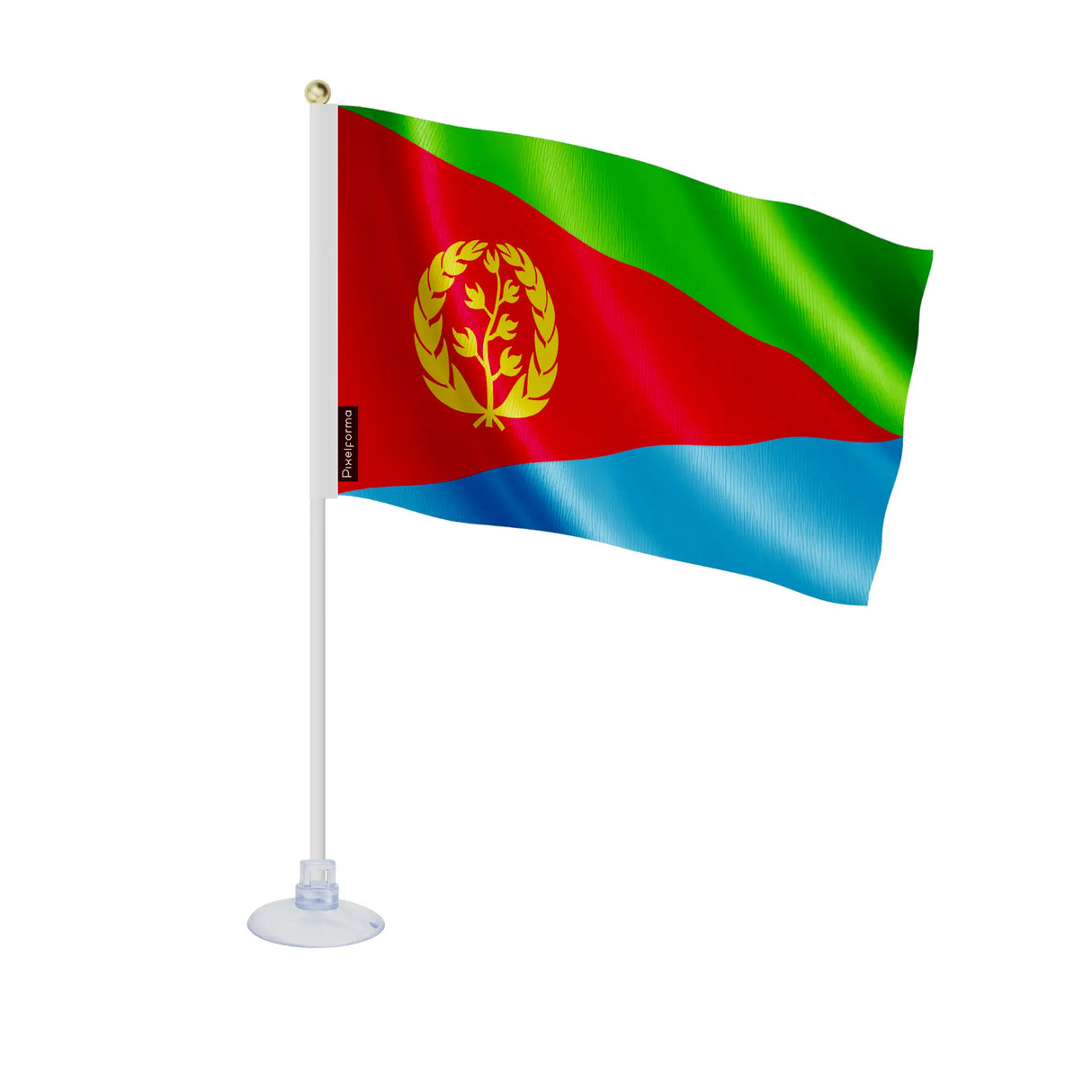 Mini drapeau érythrée polyester avec ventouse surface lisse