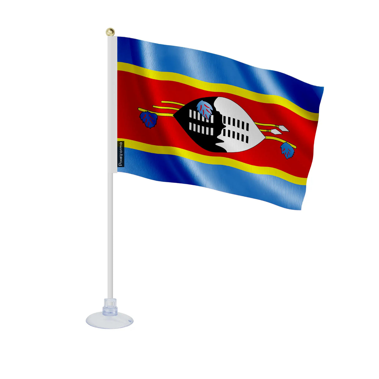 Mini drapeau eswatini en polyester avec ventouse