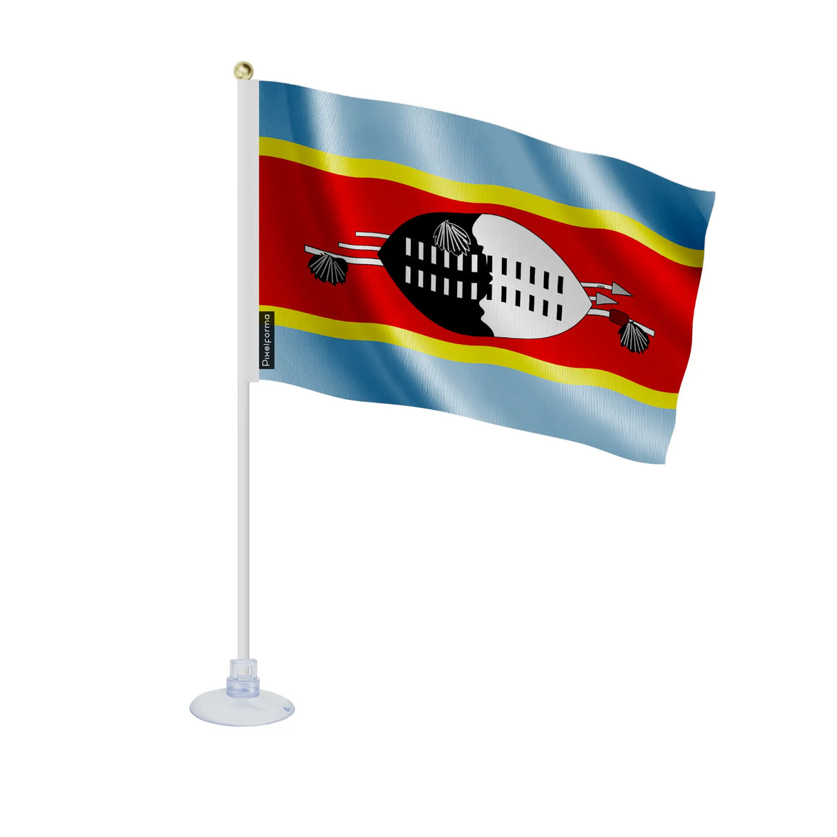Mini drapeau eswatini en polyester avec ventouse discrète