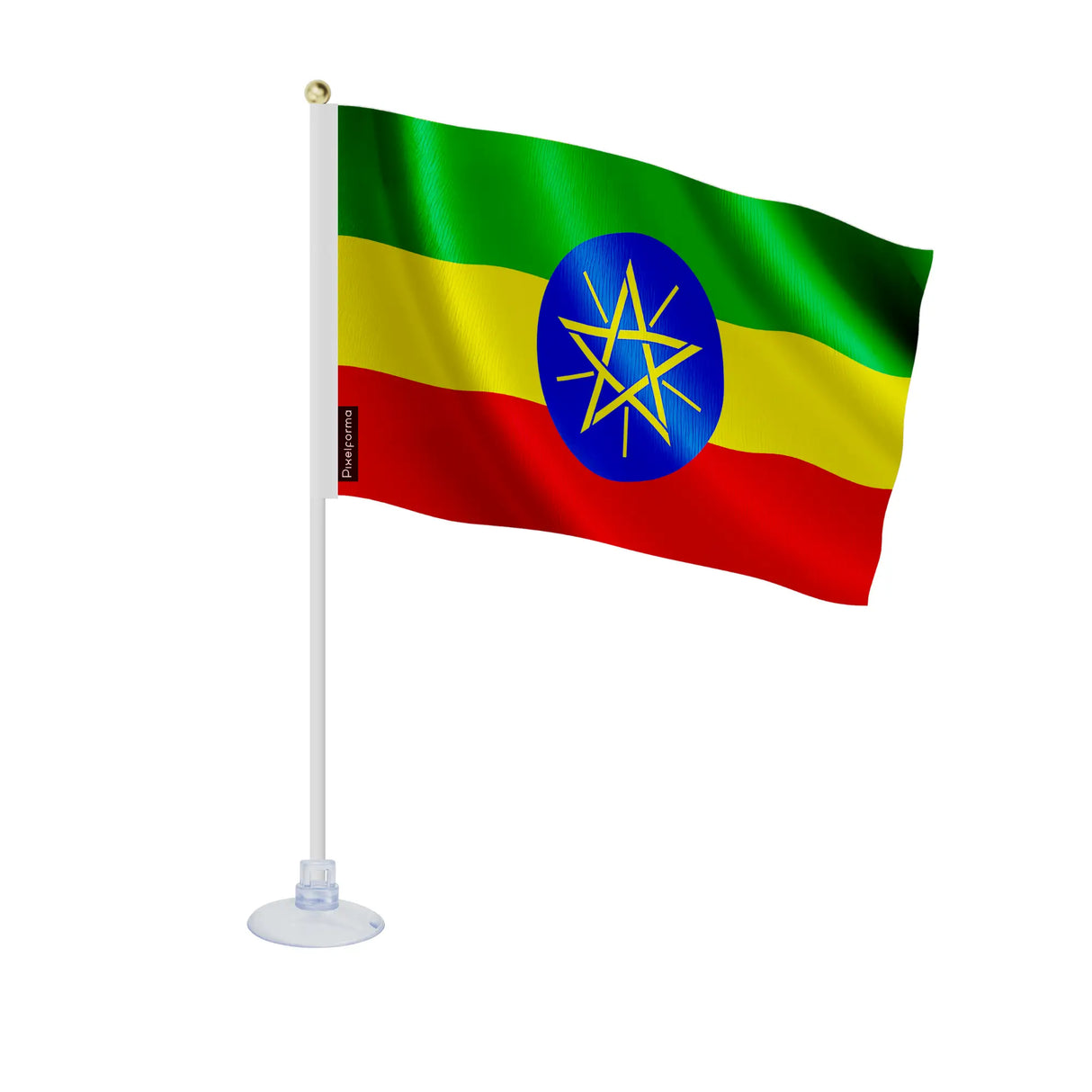 Mini drapeau éthiopie en polyester avec ventouse pratique