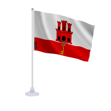 Mini drapeau gibraltar en polyester avec ventouse solide