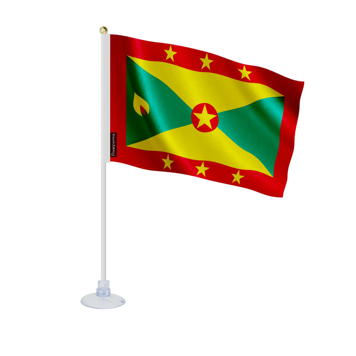 Mini drapeau grenade en polyester avec ventouse pratique