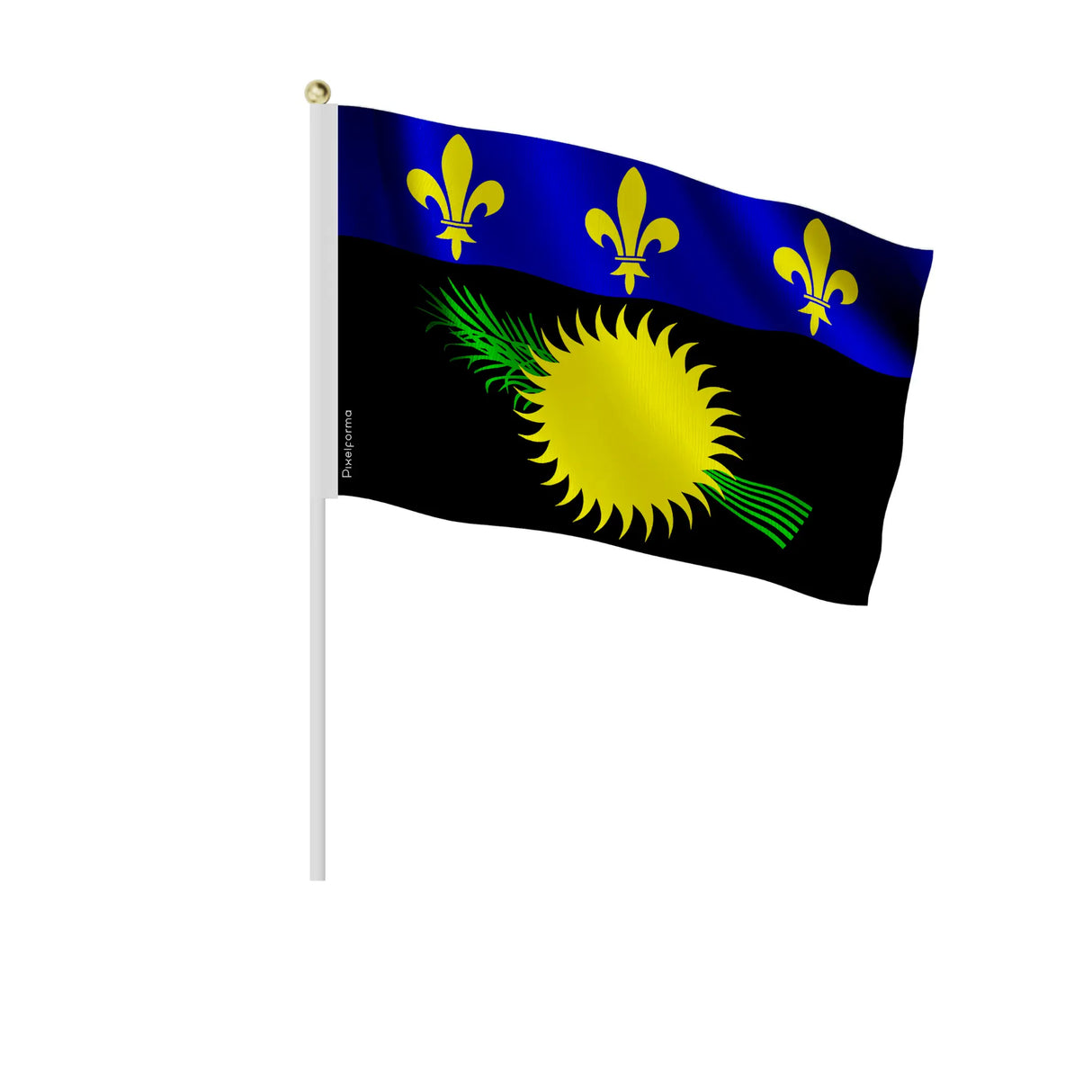 Mini drapeau guadeloupe polyester à tenir à la main