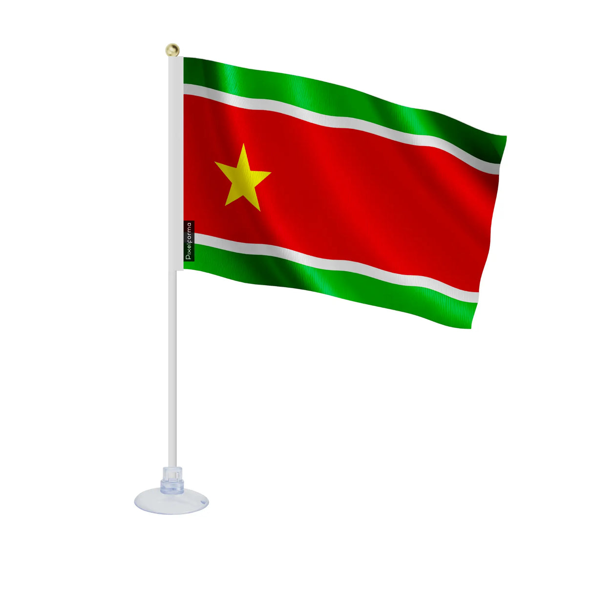 Mini drapeau guadeloupe polyester avec ventouse surface lisse