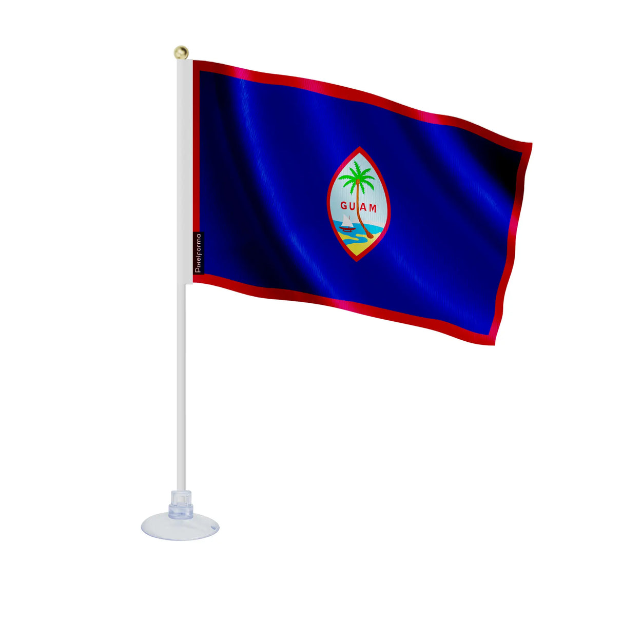 Mini drapeau guam en polyester avec ventouse pratique