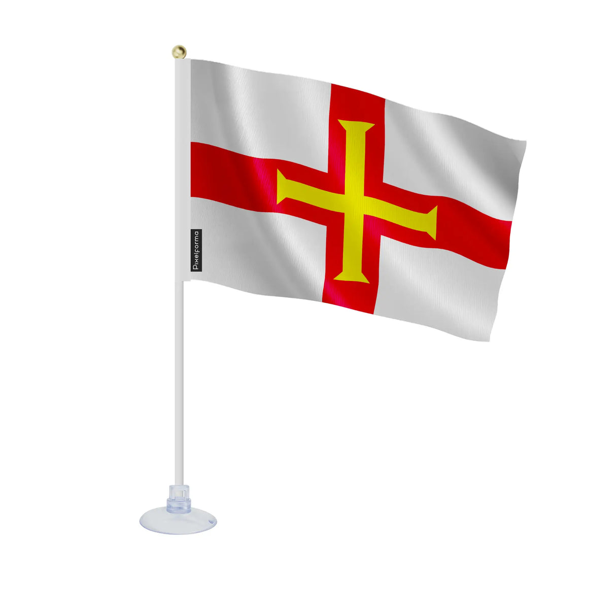 Mini drapeau guernesey polyester avec ventouse robuste