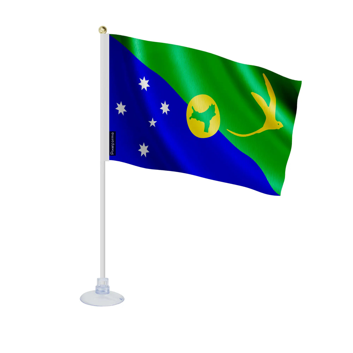 Mini drapeau île christmas polyester avec ventouse