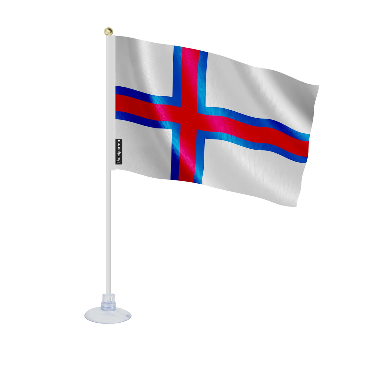 Mini drapeau îles féroé en polyester avec ventouse