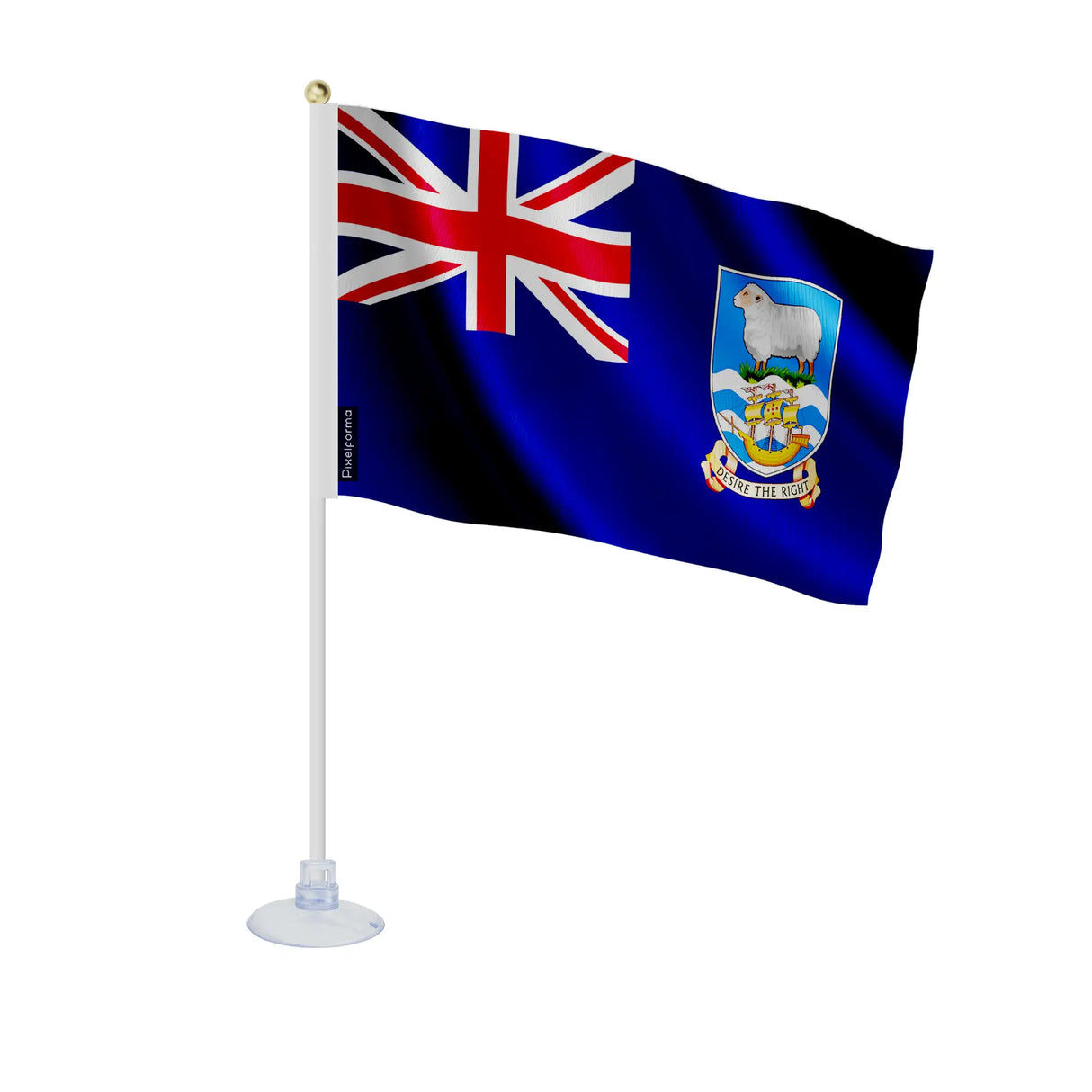 Mini drapeau îles malouines polyester avec ventouse