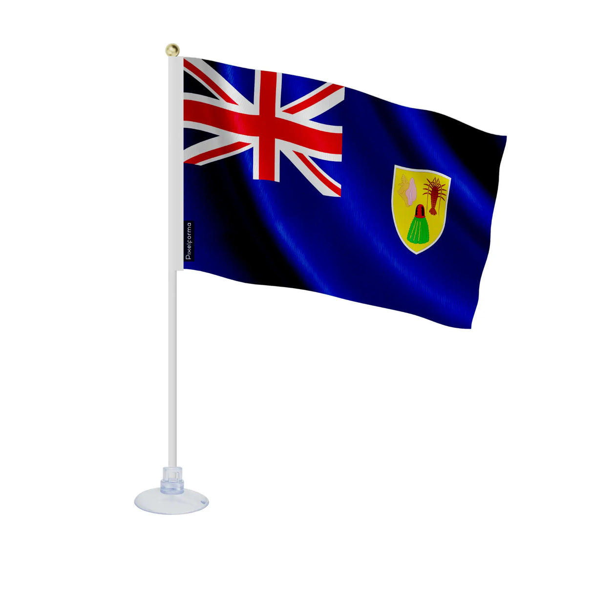Mini drapeau îles turques-et-caïques polyester ventouse