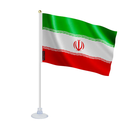 Mini drapeau iran en polyester avec ventouse pour surfaces lisses