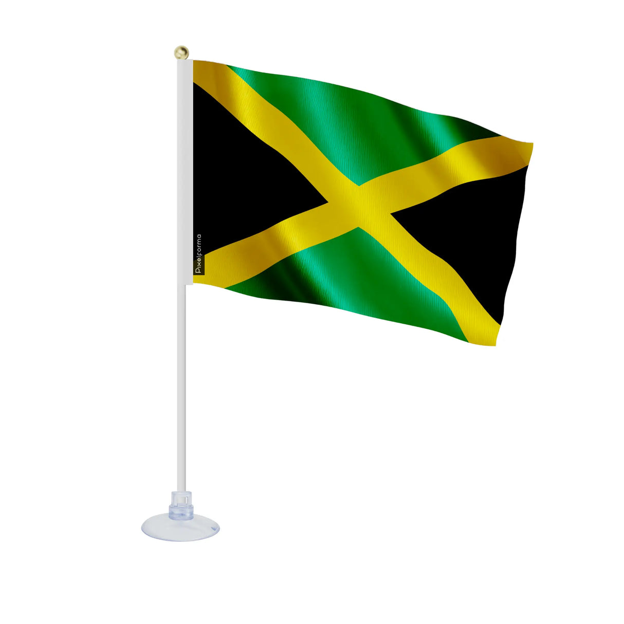Mini drapeau jamaïque en polyester avec ventouse