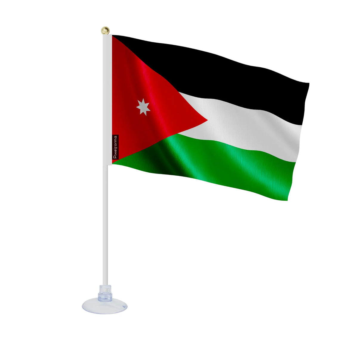 Mini drapeau jordanie en polyester avec ventouse pratique