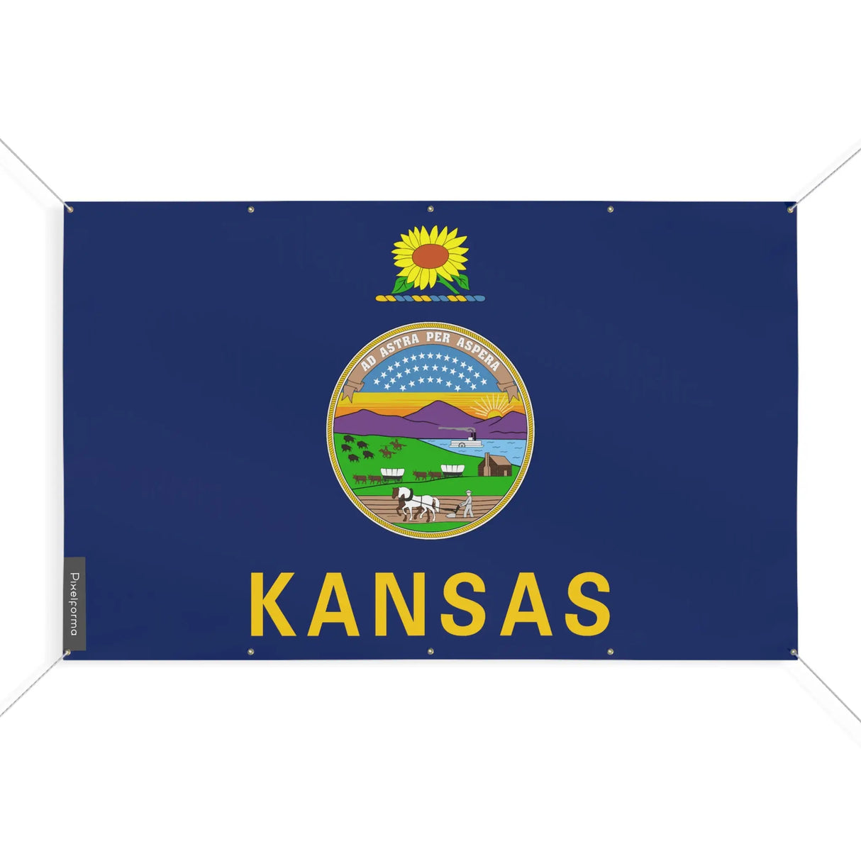 Mini drapeau kansas en polyester résistant aux intempéries