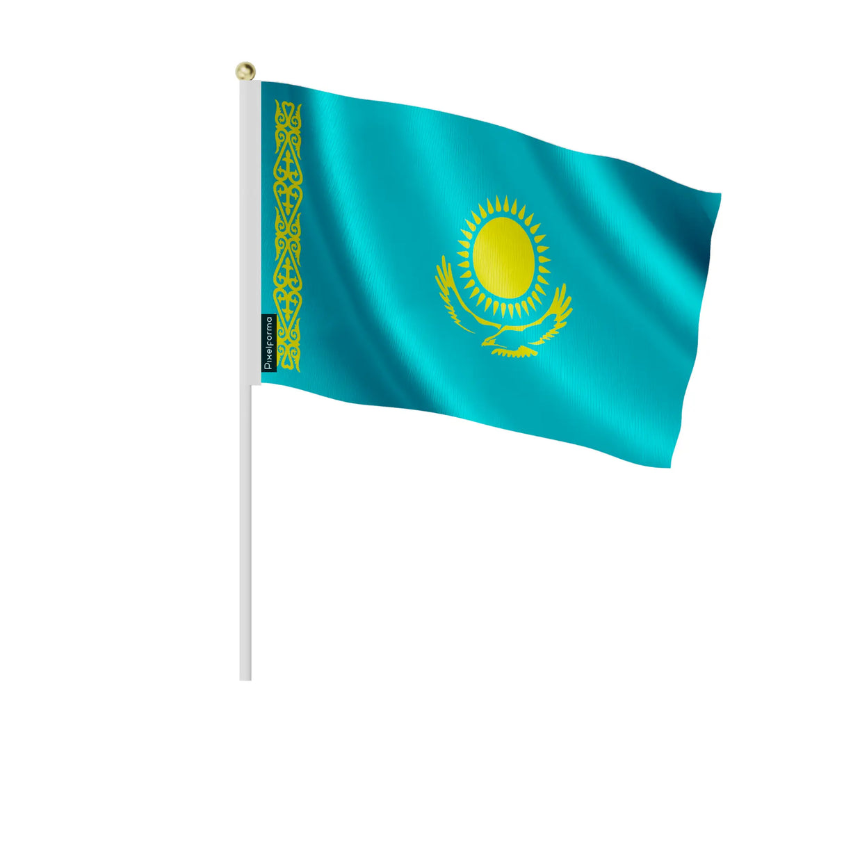 Mini drapeau kazakhstan en polyester à tenir à la main