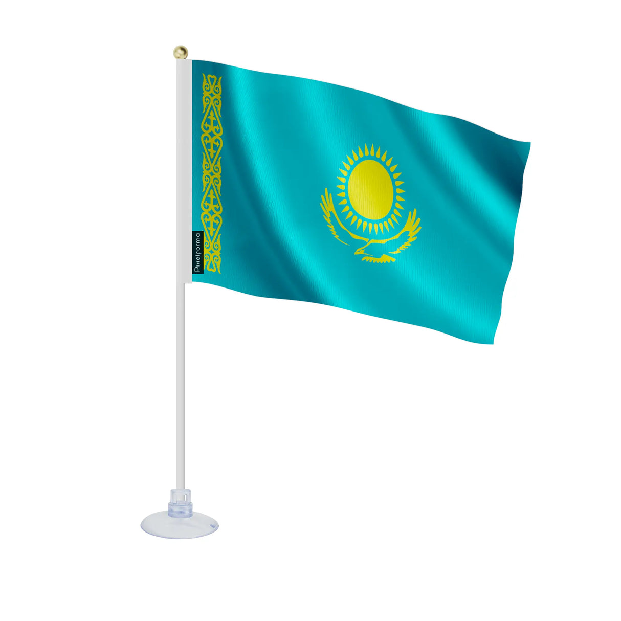 Mini drapeau kazakhstan polyester ventouse surface lisse