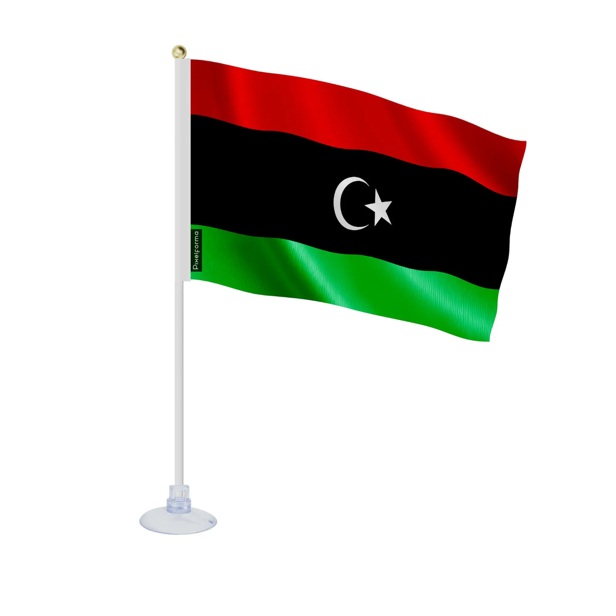 Mini drapeau libye en polyester avec ventouse pratique