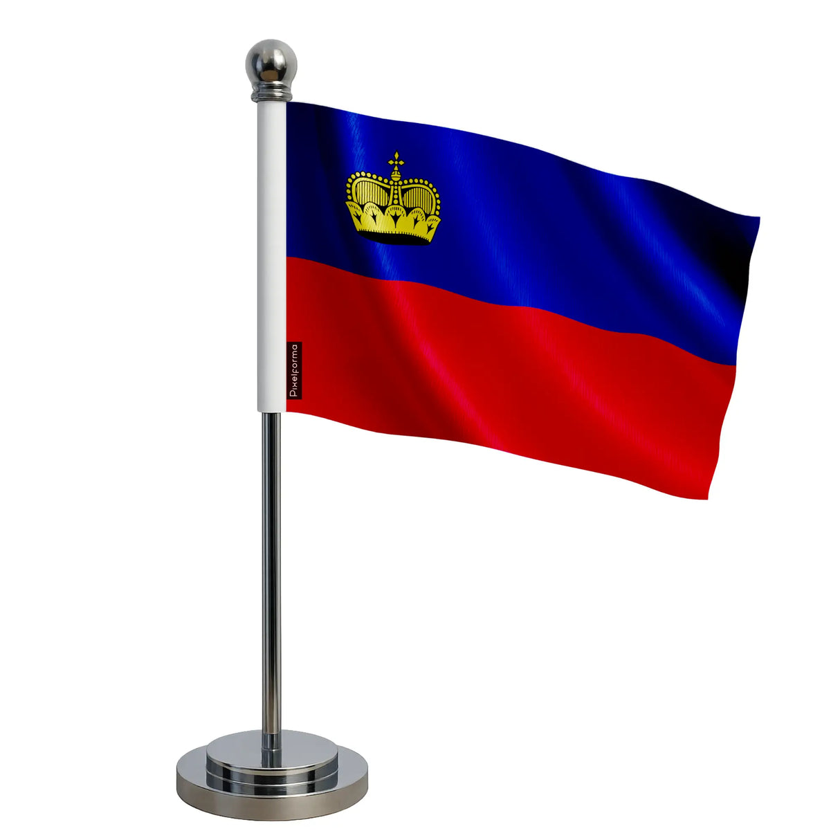 Mini drapeau liechtenstein polyester avec socle acier inoxydable