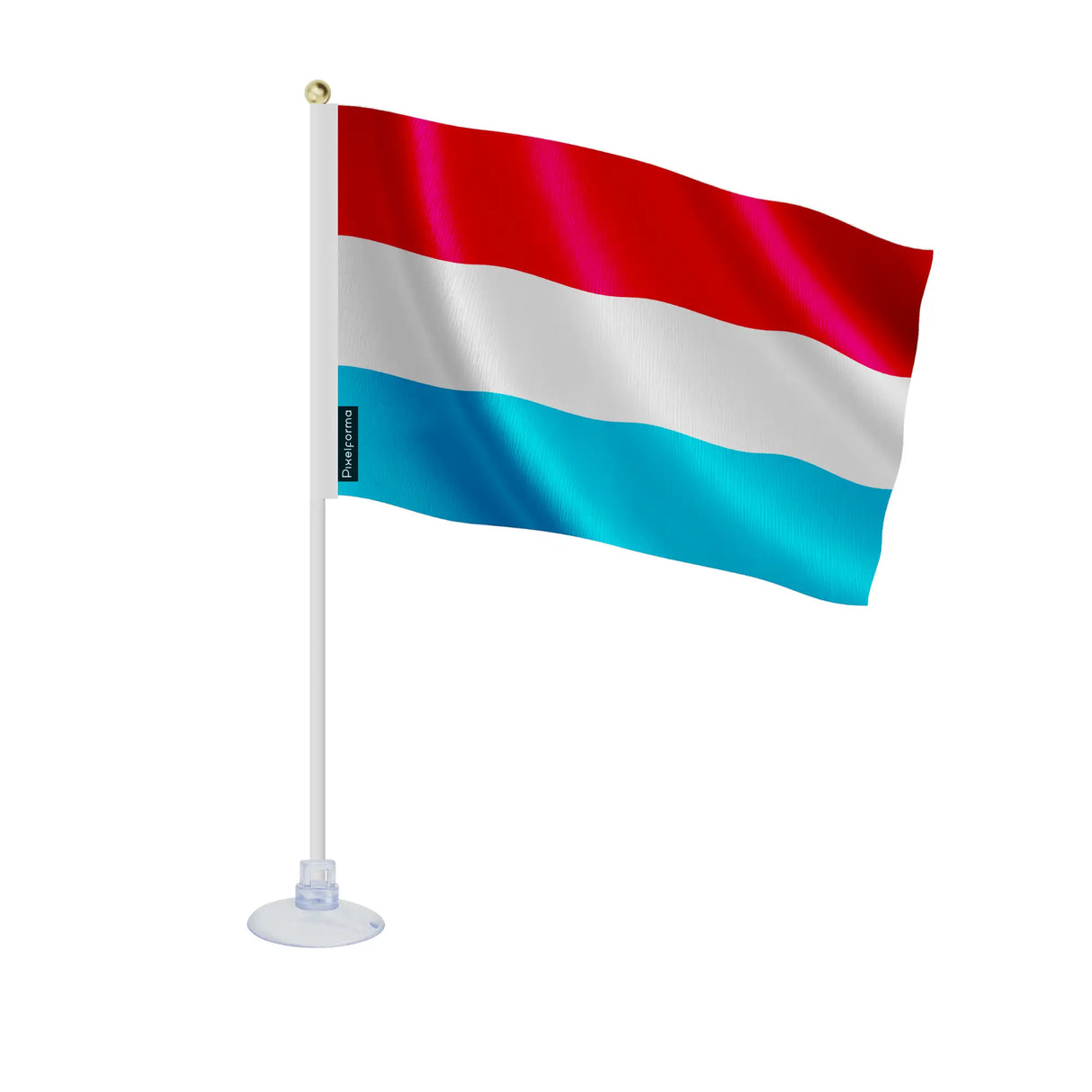 Mini drapeau luxembourg polyester avec ventouse surface lisse