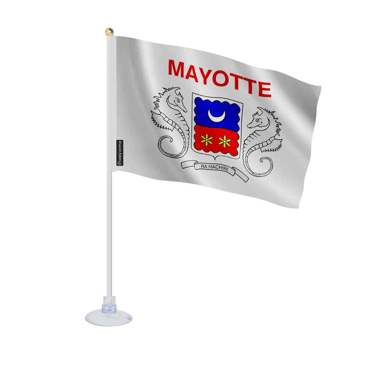 Mini drapeau mayotte en polyester avec ventouse résistante