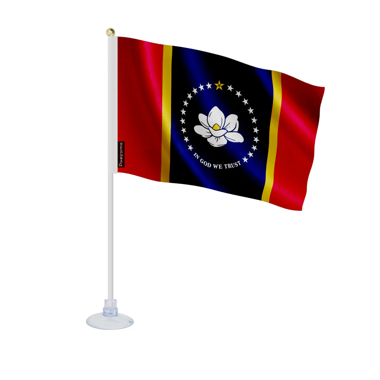 Mini drapeau mississippi polyester avec ventouse