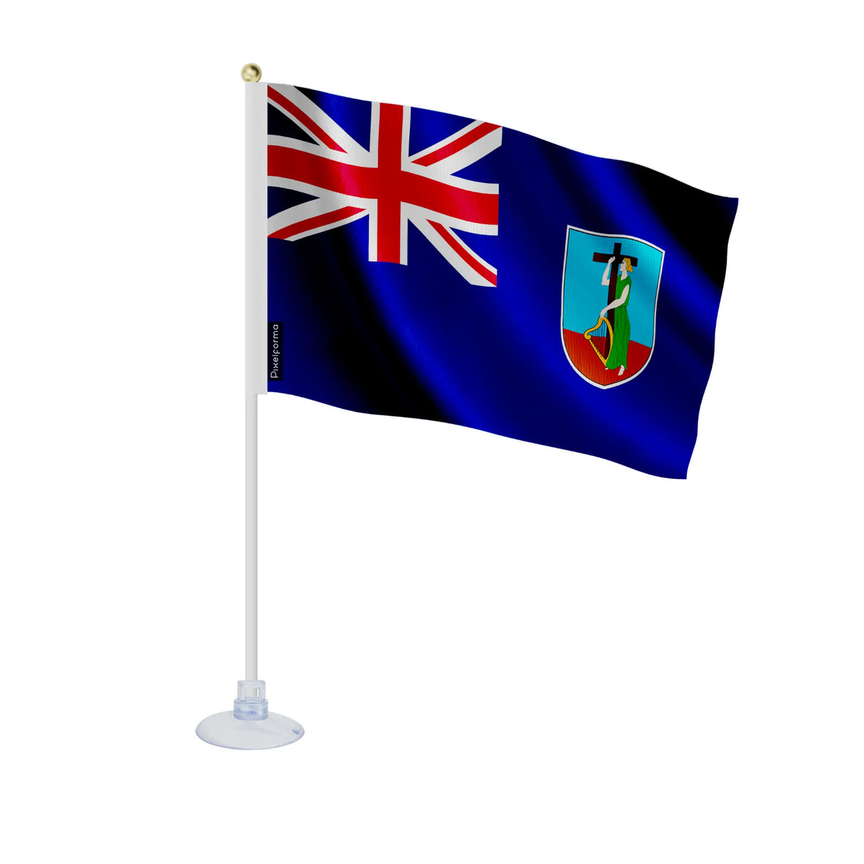 Mini drapeau montserrat en polyester avec ventouse stable