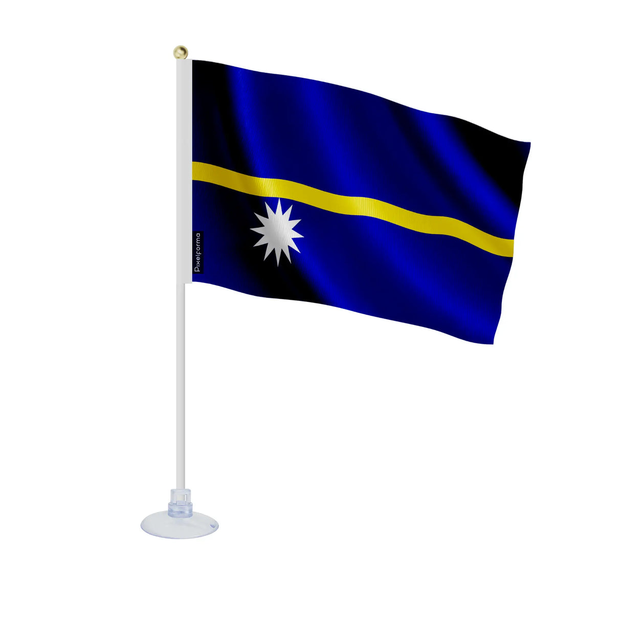 Mini drapeau nauru en polyester avec ventouse transparente