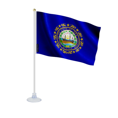 Mini drapeau new hampshire polyester avec ventouse
