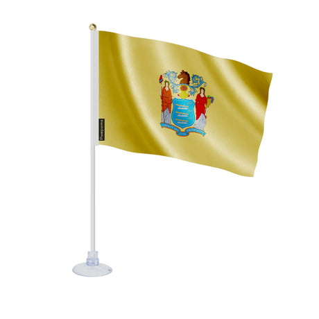 Mini drapeau new jersey polyester avec ventouse surface lisse