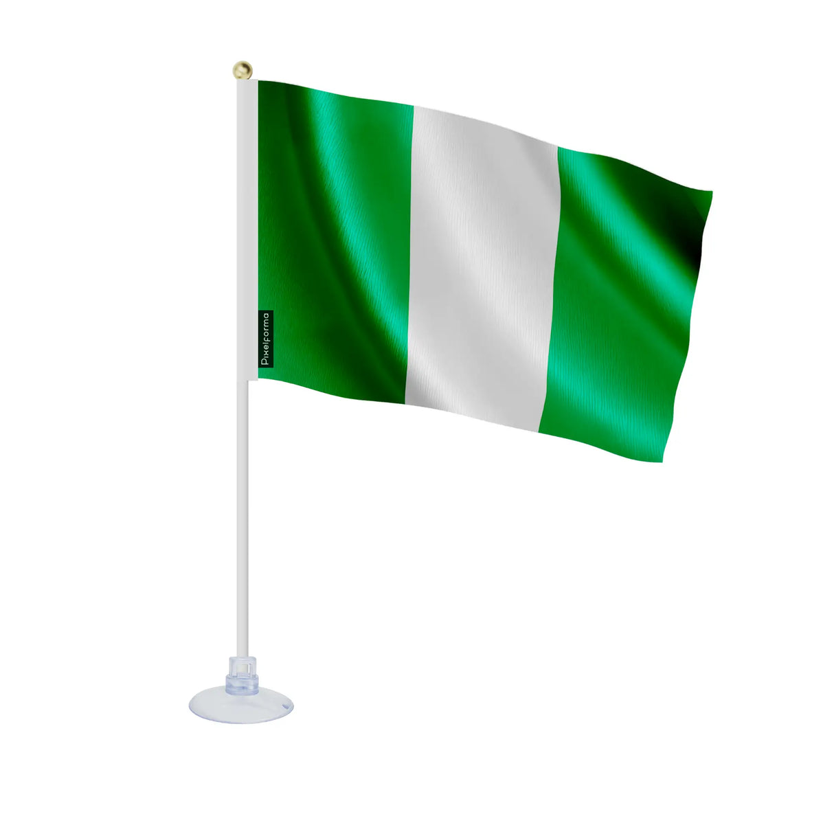 Mini drapeau nigeria en polyester avec ventouse pratique