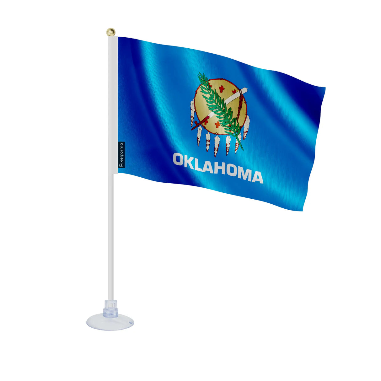 Mini drapeau oklahoma polyester avec ventouse pour surface lisse