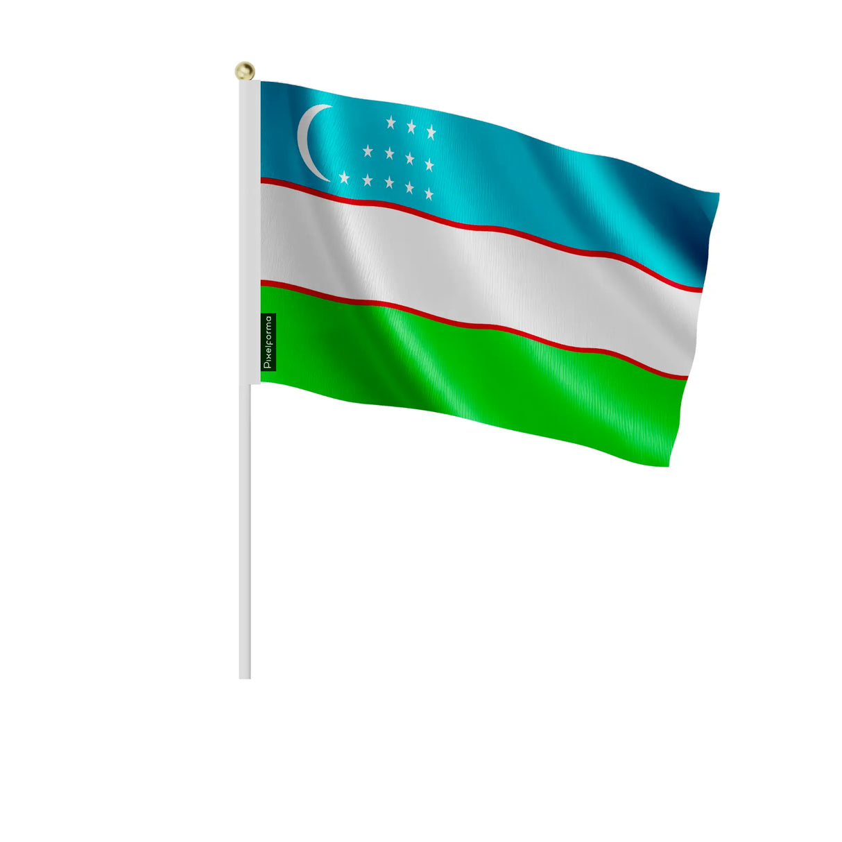 Mini drapeau ouzbékistan en polyester à tenir à la main